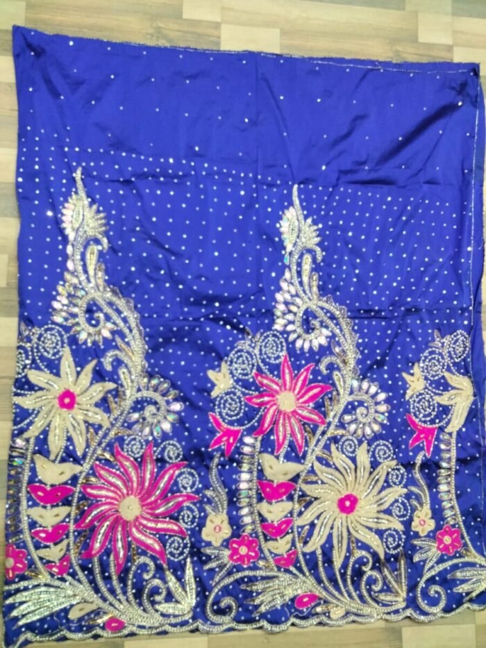 african blue beaded george fabric - Image 1