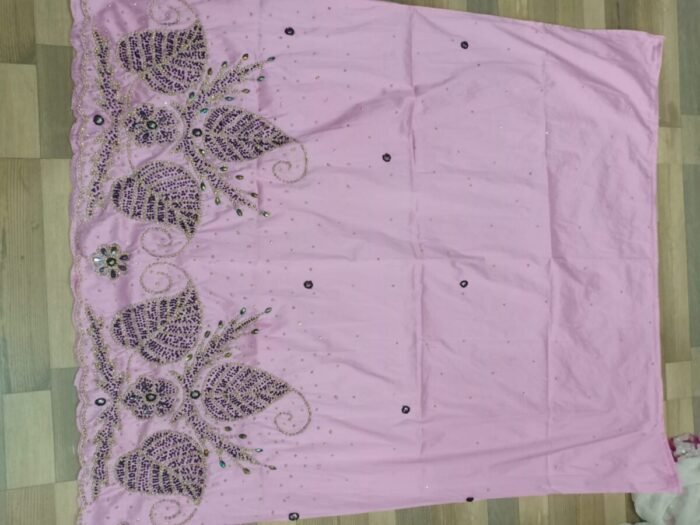 african pink beaded george fabric - Image 1