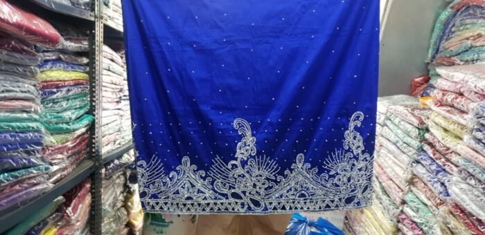 african blue beaded george fabric - Image 1