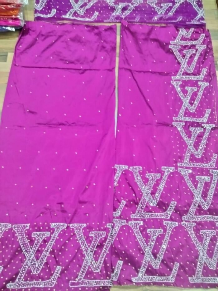african purple beaded george fabric - Image 1