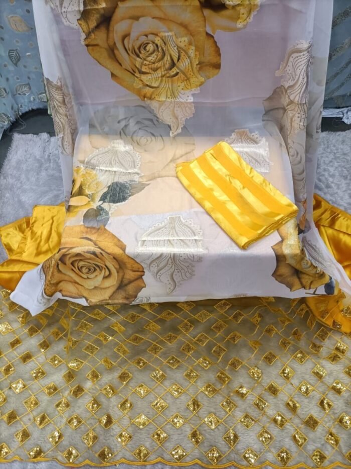 PRINTED GOLD COLOUR SOMALI DIREC SET - Image 1