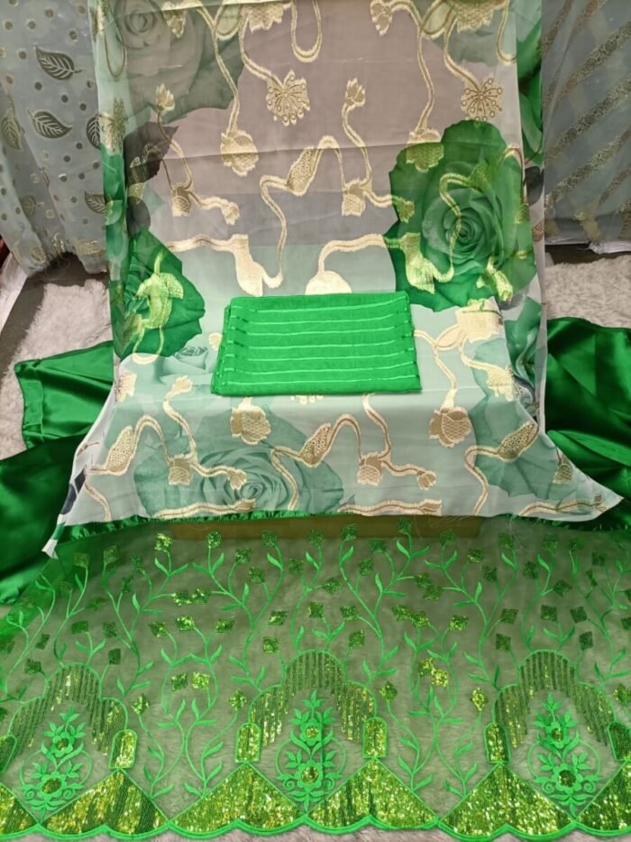 PRINTED GREEN  COLOUR SOMALI DIREC SET - Image 1