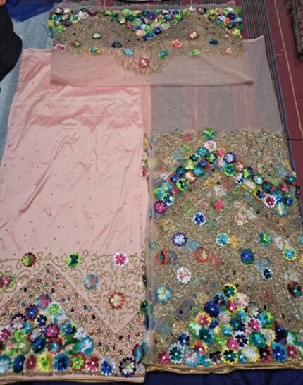NIGERAIN LIGHT PINK COLOUR CRISTAL GEORGE FABRIC