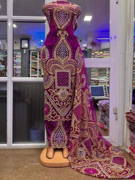 NIGERAIN PURPLE COLOUR CRISTAL GEORGE FABRIC
