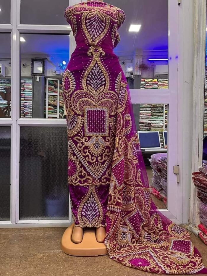 NIGERAIN PURPLE COLOUR CRISTAL GEORGE FABRIC - Image 1