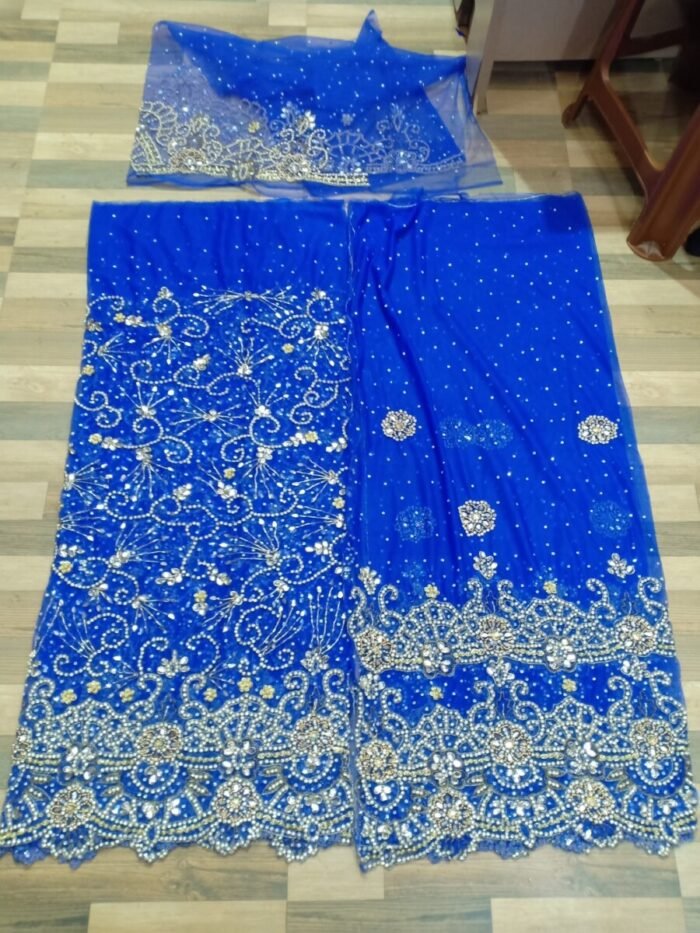 NIGERAIN SKY BLUE CRISTAL GEORGE FABRIC - Image 1