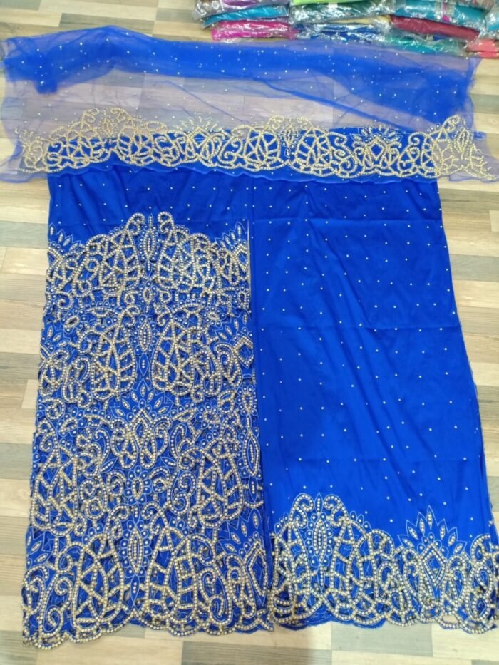 NIGERAIN BLUE COLOUR CRISTAL GEORGE FABRIC - Image 1