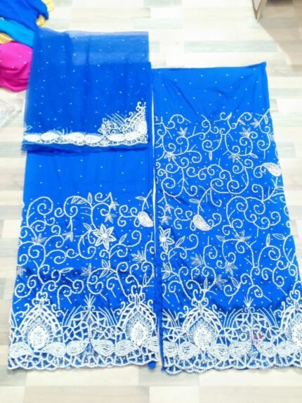 NIGERAIN BLUE COLOUR CRISTAL GEORGE FABRIC