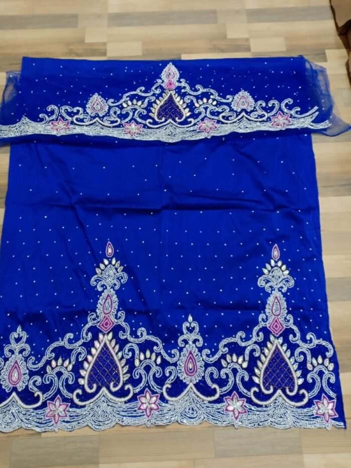 african blue beaded george fabric - Image 1