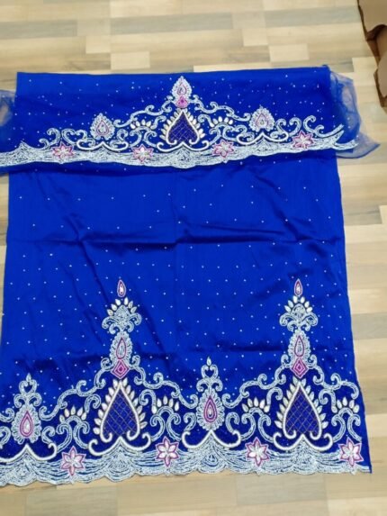 NIGERAIN BLUE COLOUR CRISTAL GEORGE FABRIC