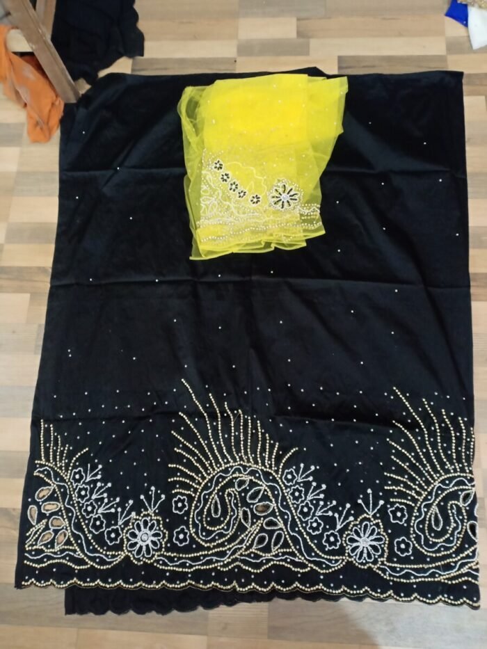 african black beaded george fabric - Image 1