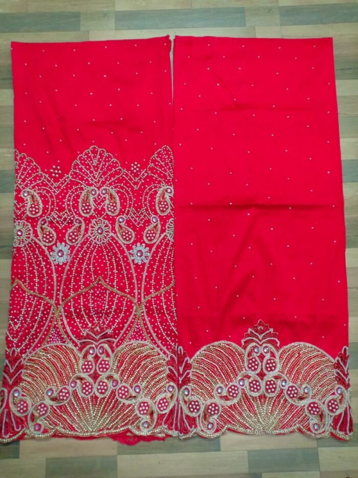 African Red Beaded George fabric - Image 1