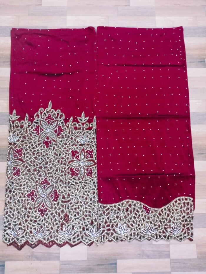 NIGERAIN DARK RED CRISTAL GEORGE FABRIC - Image 1