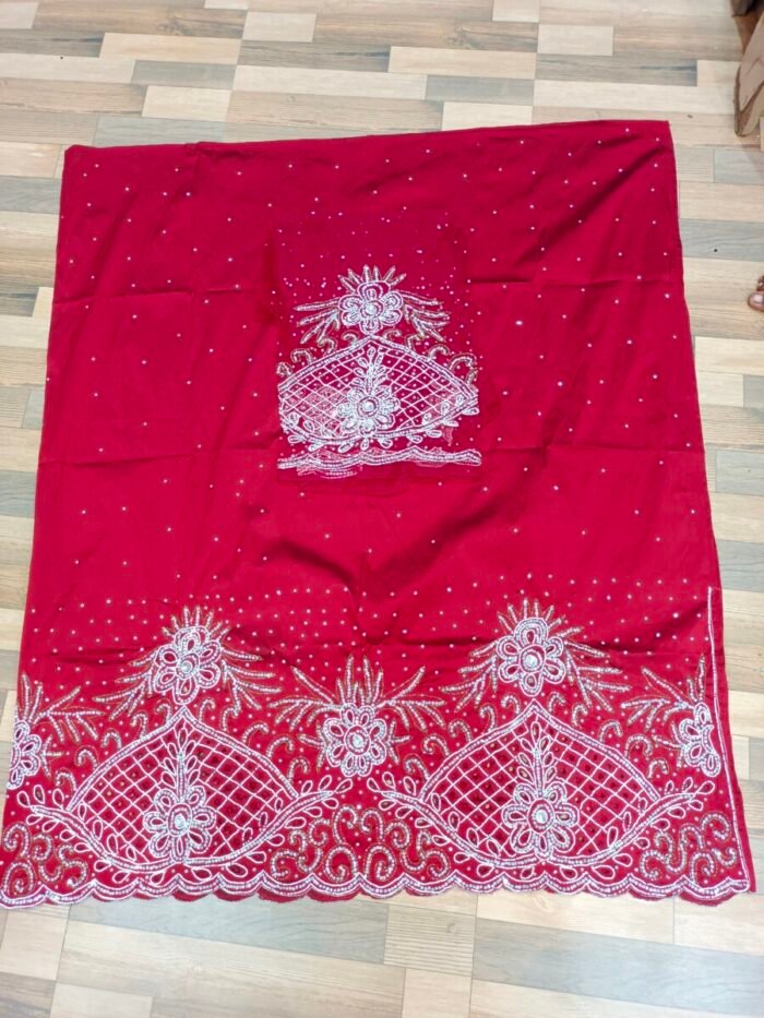 africn red beaded george fabric - Image 1