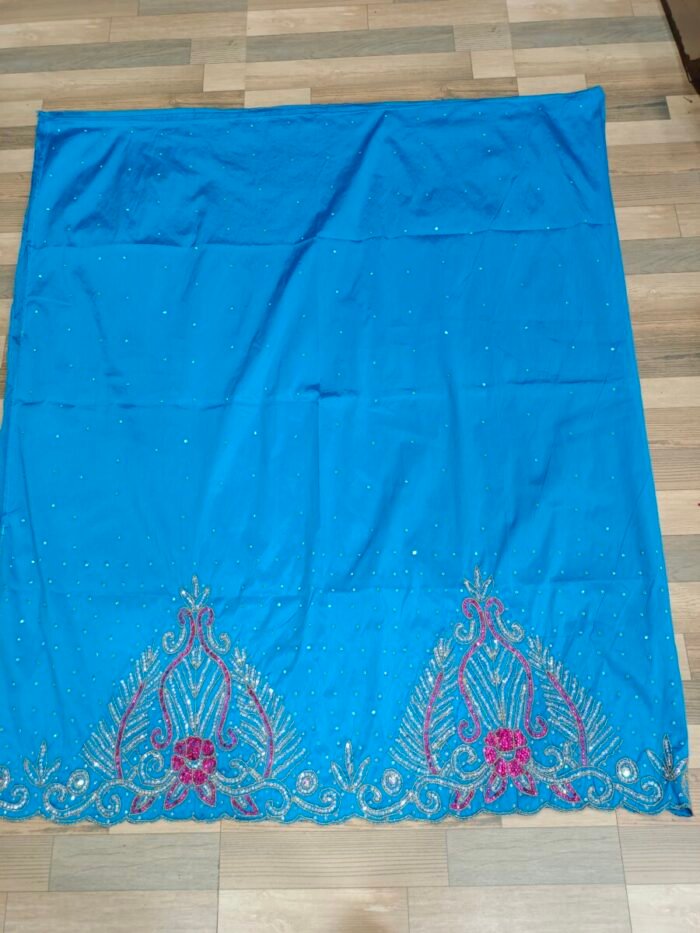 african sky blue beaded george fabric - Image 1