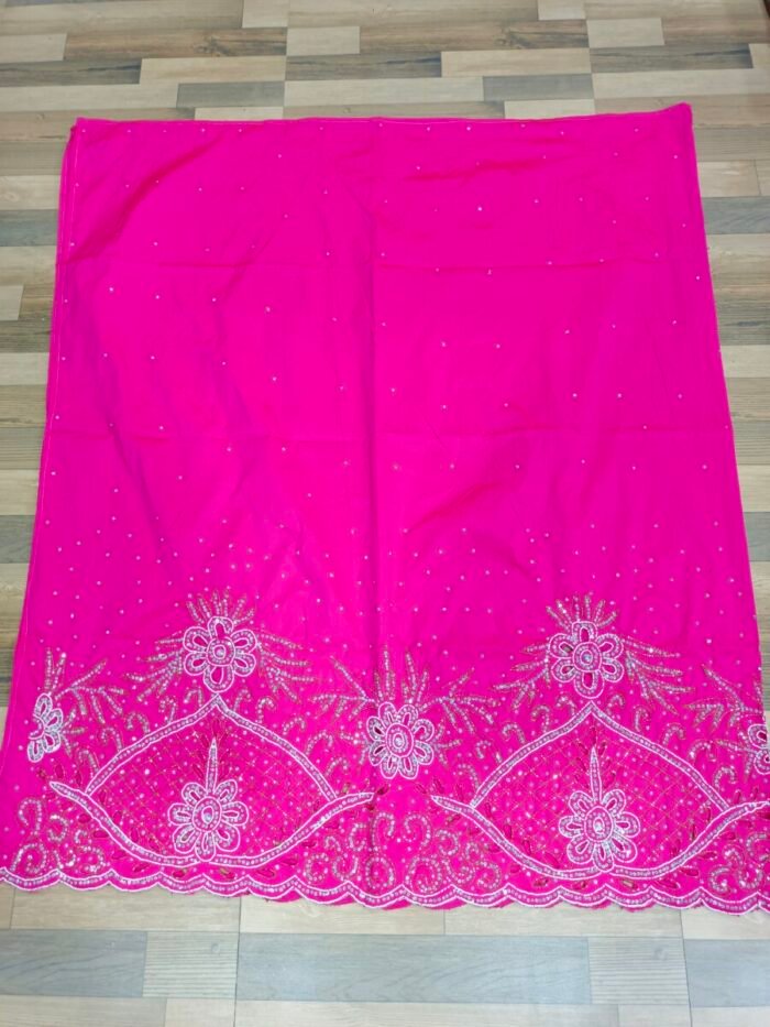 african pink beaded george fabric - Image 1