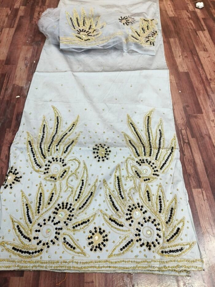 african white beaded george fabric - Image 1