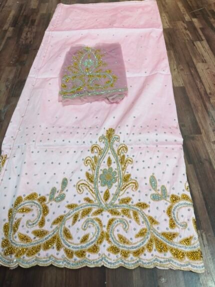 african white beaded george fabric