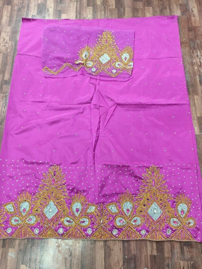 african purple beaded george fabric - Image 1