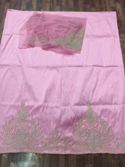 african light pink beaded george fabric