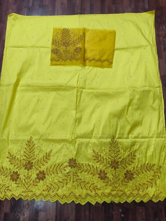 african yellow beaded george fabric - Image 1