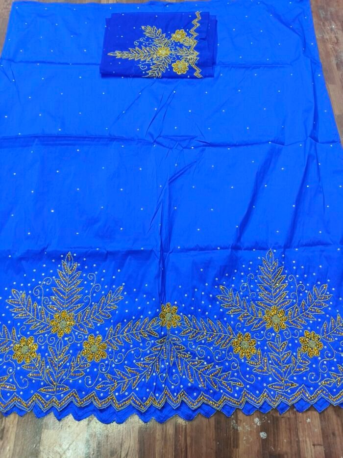 african blue beaded george fabric - Image 1