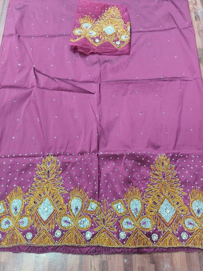 african purple beaded george fabric - Image 1