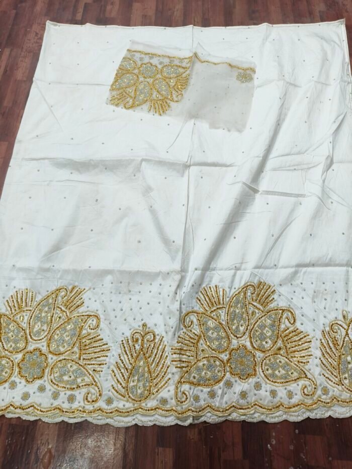 african white beaded george fabric - Image 1