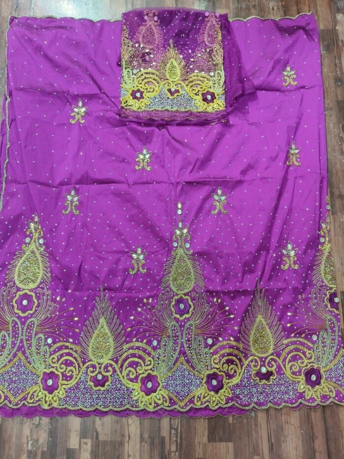 african purple beaded george fabric - Image 1