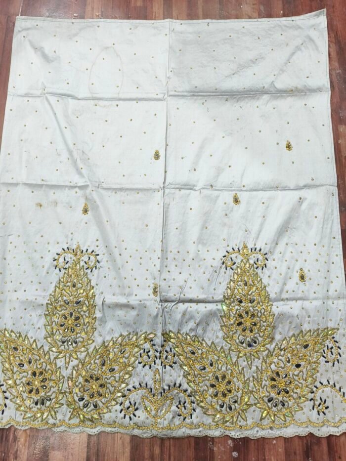 african white beaded george fabric - Image 1