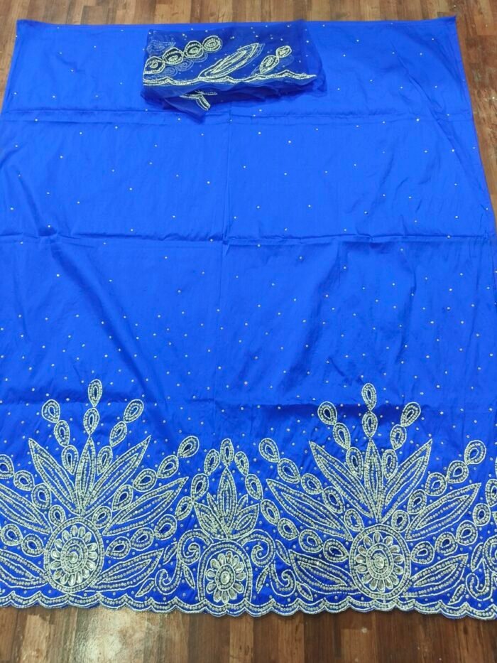 african blue beaded george fabric - Image 1