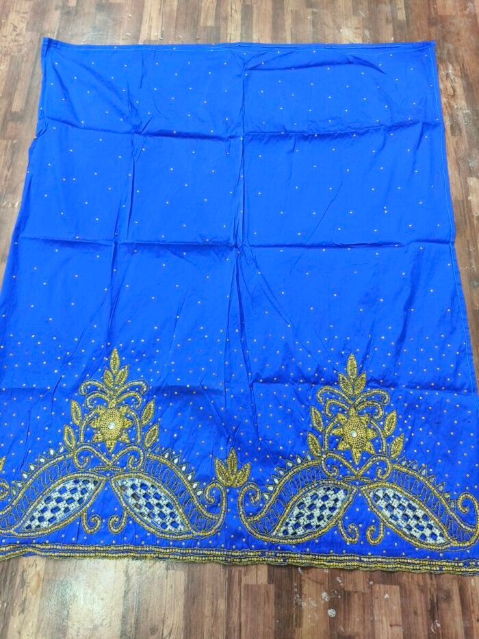 african blue beaded george fabric - Image 1