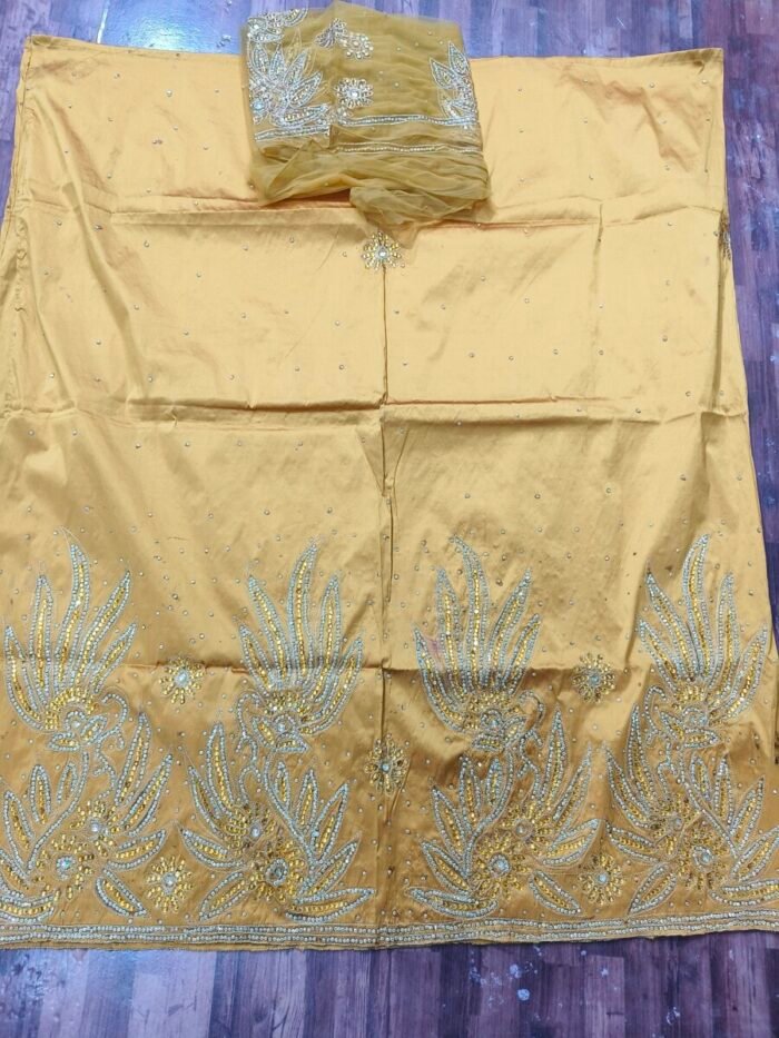 african yellow beaded george fabric - Image 1