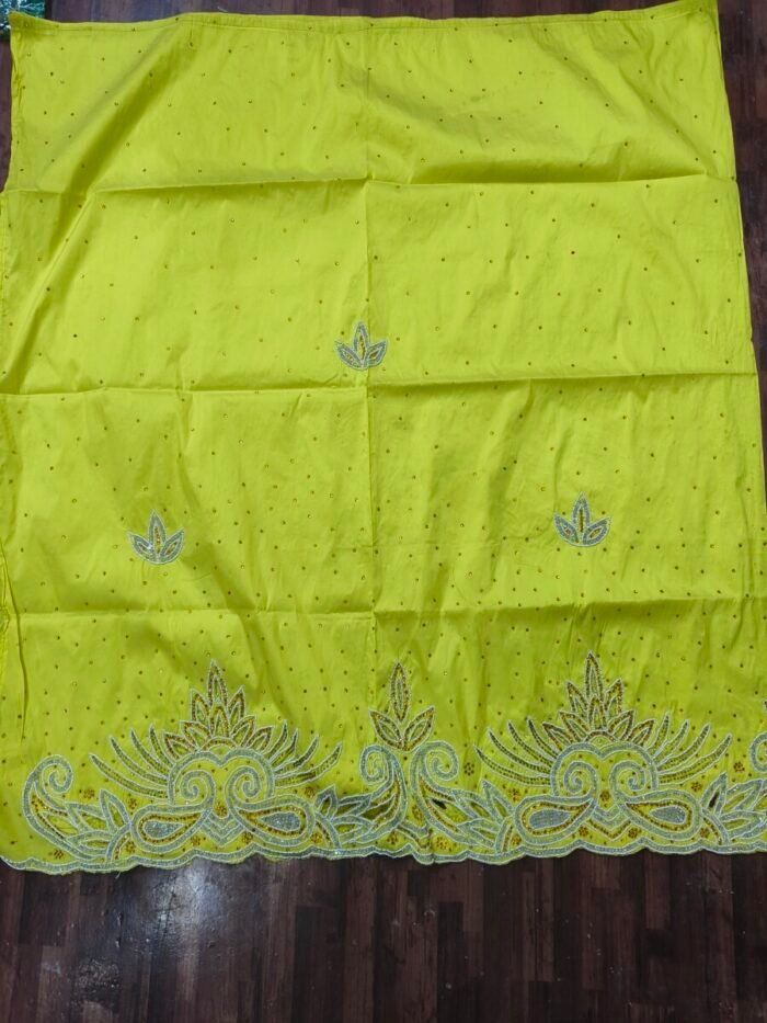 african yellow beaded george fabric - Image 1