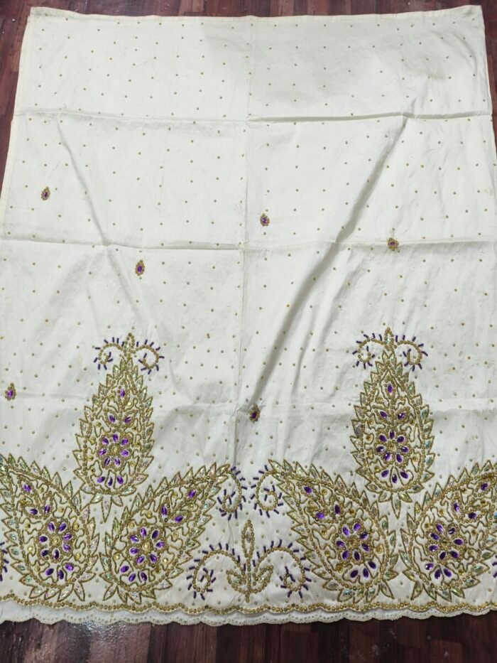 african white beaded george fabric - Image 1