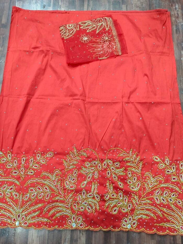 African Red Beaded George fabric - Image 1