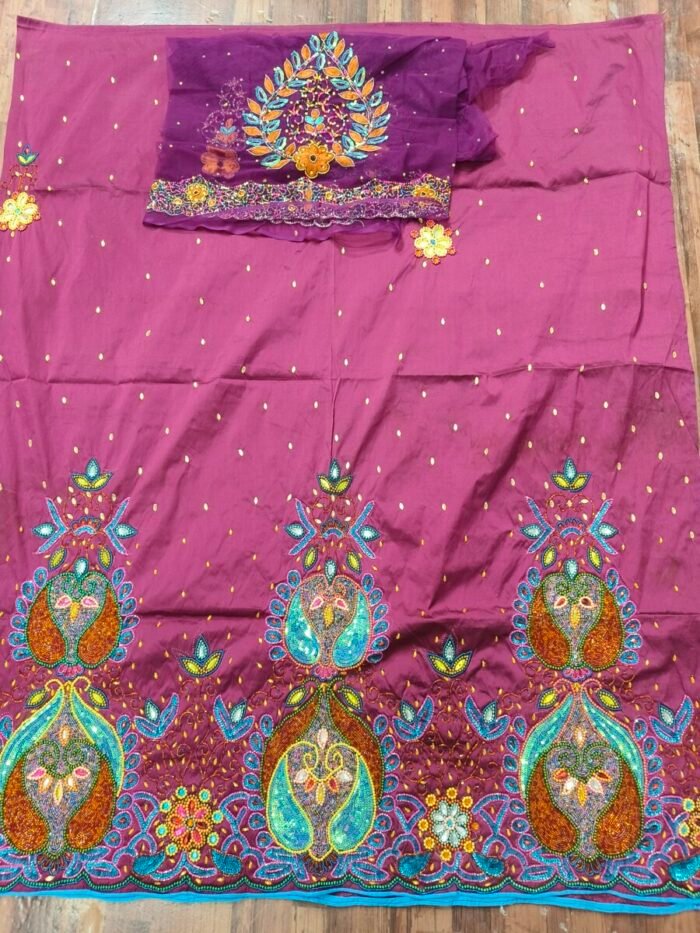 african purple beaded george fabric - Image 1