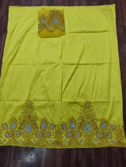 african yellow beaded george fabric