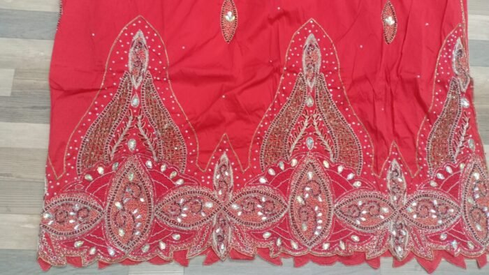 African Red Beaded George fabric - Image 1