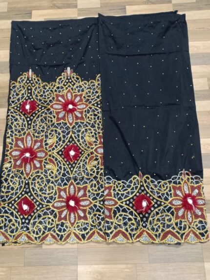 NIGERAIN BLACK COLOUR CRISTAL GEORGE FABRIC