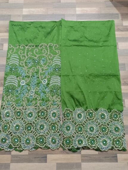 NIGERAIN GREEN COLOUR CRISTAL GEORGE FABRIC