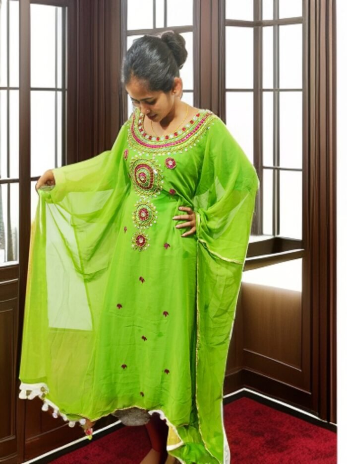 GREEN COLOUR ARBIC KAFTAN DRESS - Image 1