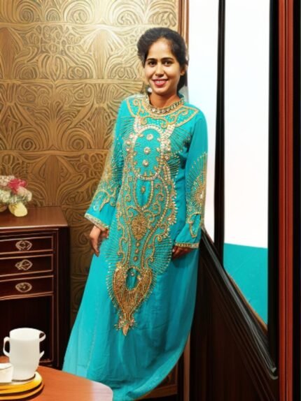 ARBIC SKY BLUE COLOUR KAFTAN DRESS