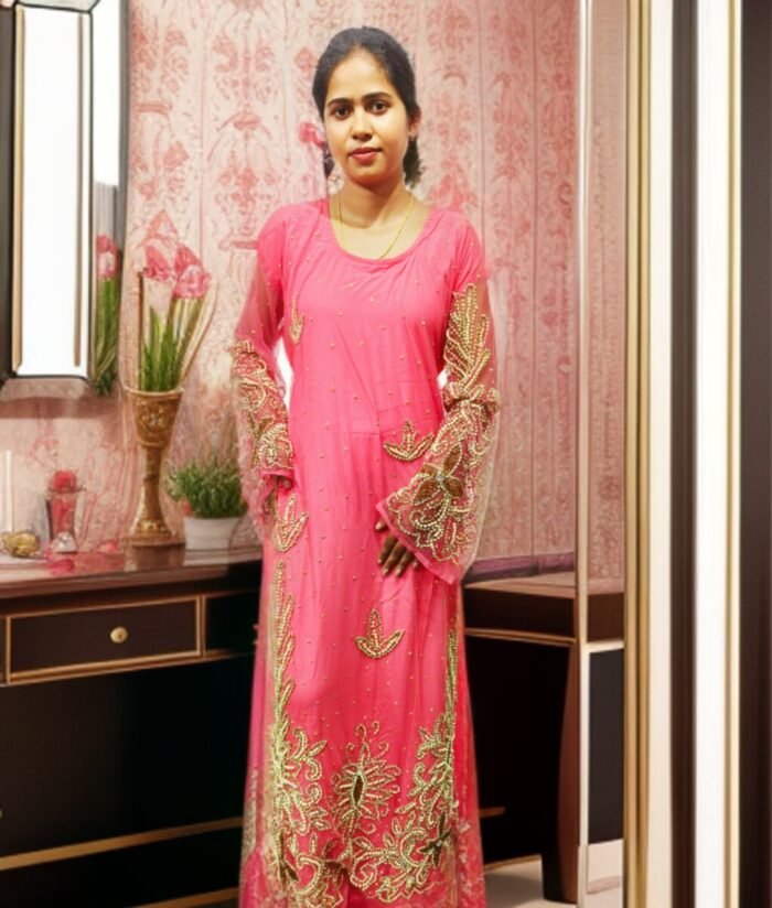 ARBIC BABY PINK COLOUR KAFTAN DRESS - Image 1
