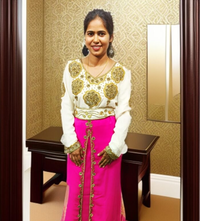 ARBIC BABY PINK COLOUR KAFTAN DRESS - Image 1