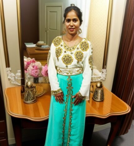 ARBIC SKY BLUE COLOUR KAFTAN DRESS