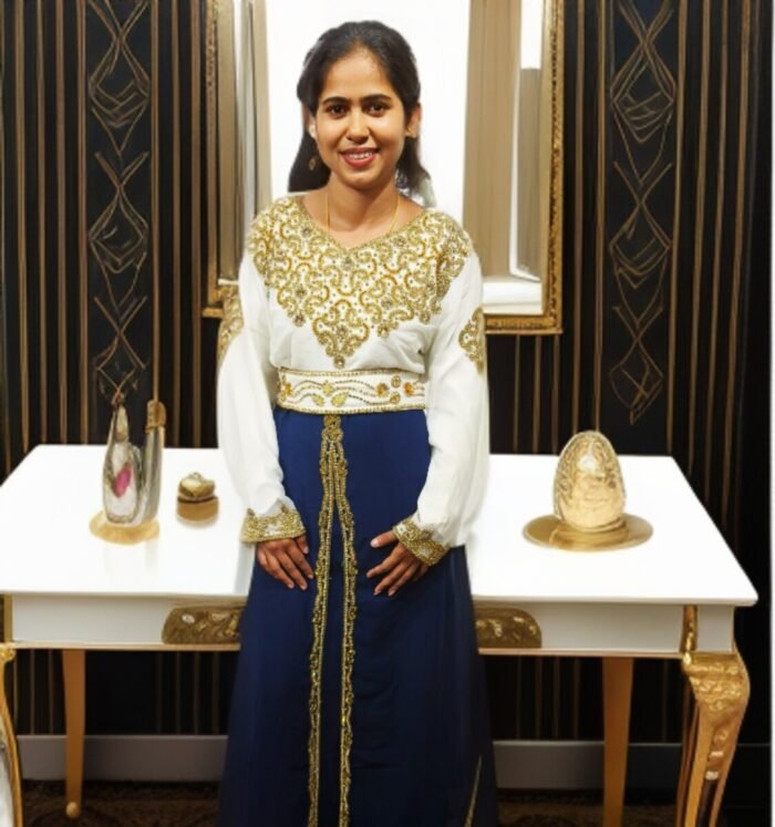 ARBIC NEVI BLUE COLOUR KAFTAN DRESS - Image 1