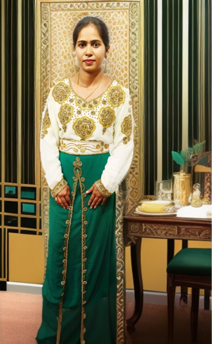 ARBIC GREEN COLOUR KAFTAN DRESS - Image 1