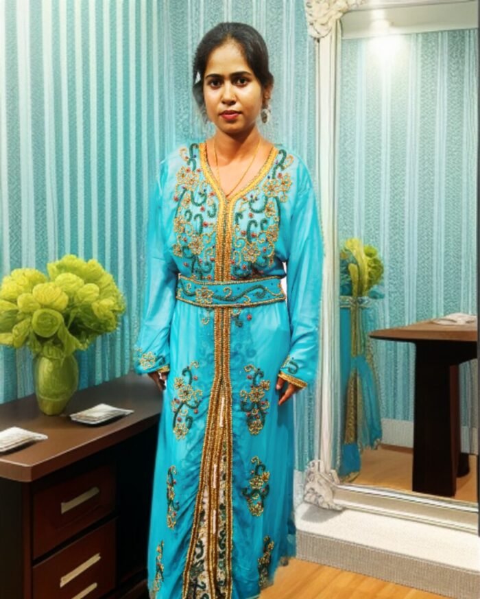 ARBIC SKY BLUE COLOUR KAFTAN DRESS - Image 1