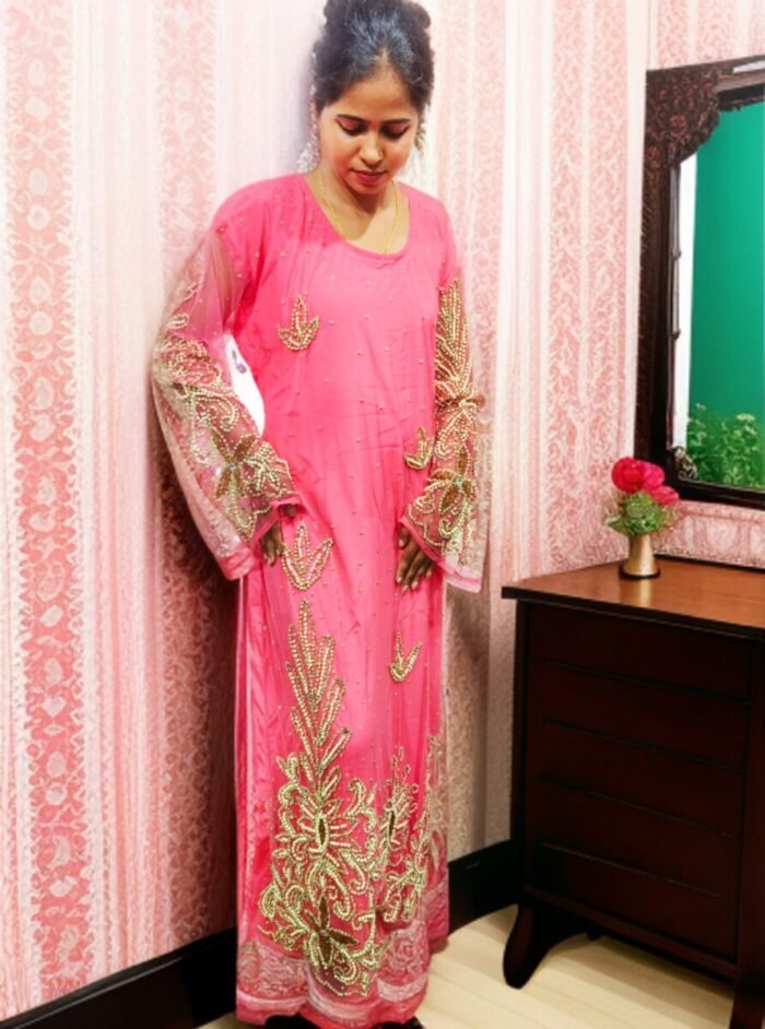 ARBIC BABY PINK COLOUR KAFTAN DRESS - Image 1